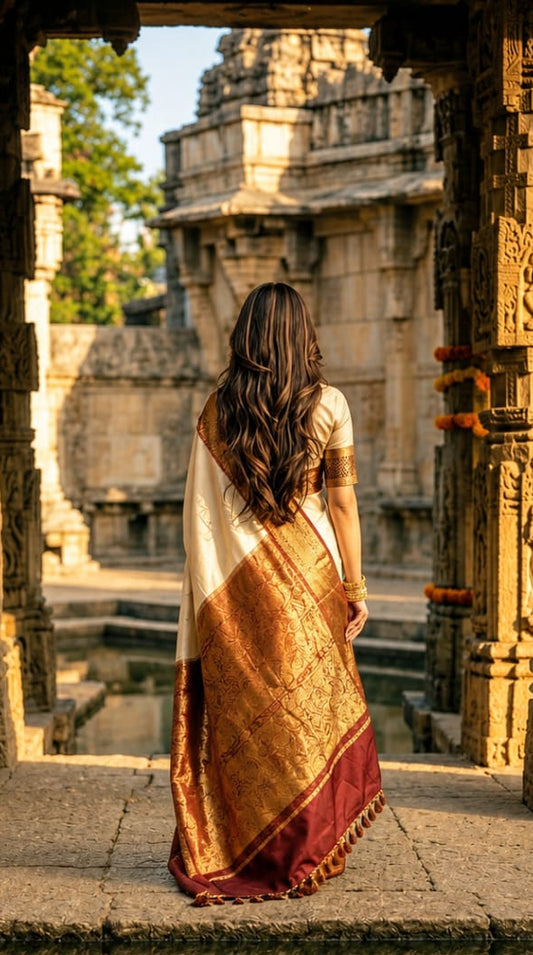 White Silk Elegant Banarsi  Saree  Product